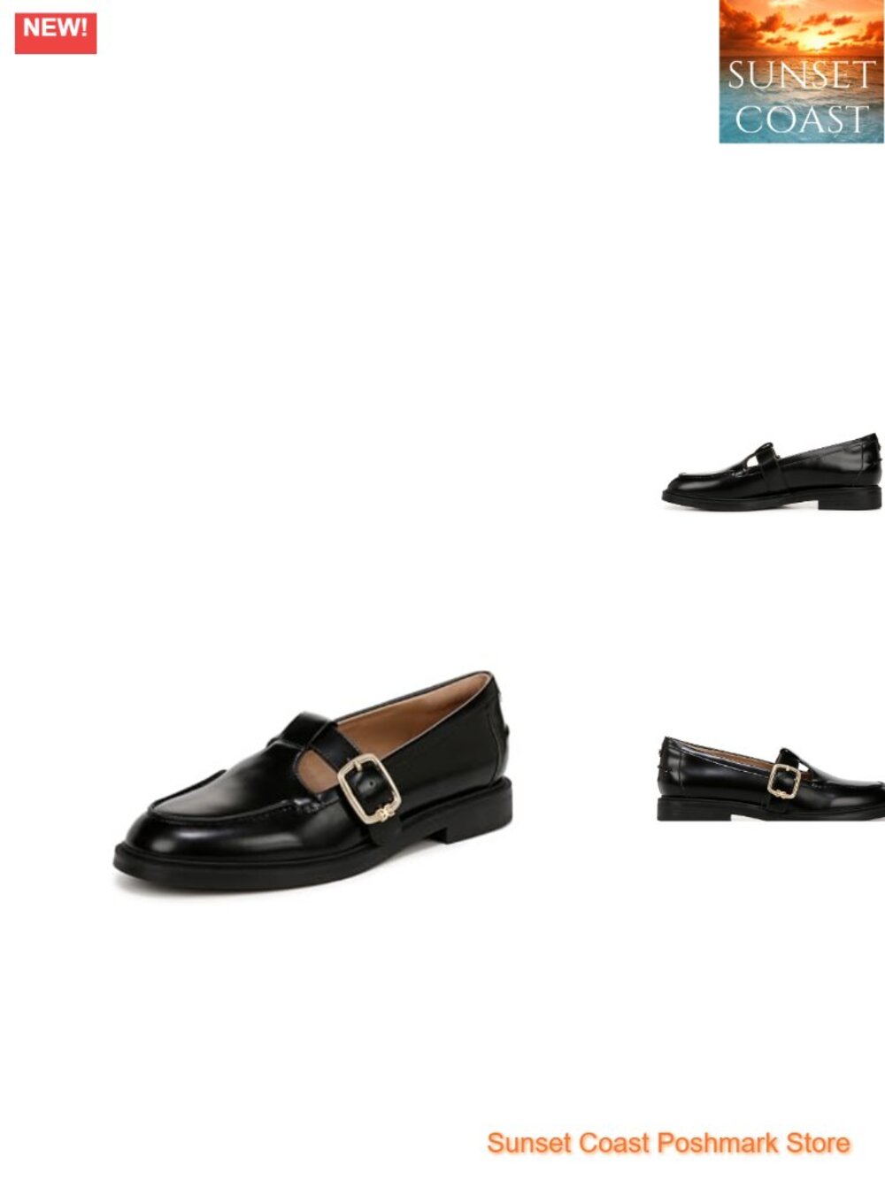 Sam Edelman Elaina T-Strap Loafers with Oversized Buckle Closure